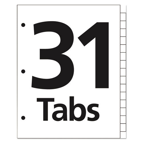 Image of Office Essentials Table 'n Tabs Dividers, 31-Tab, 1 to 31, 11 x 8.5, White, Assorted Tabs, 1 Set