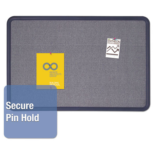 Image of Quartet® Contour Fabric Bulletin Board, 48" x 36", Light Blue Surface, Navy Blue Plastic Frame
