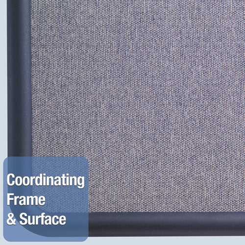 Image of Quartet® Contour Fabric Bulletin Board, 48" x 36", Light Blue Surface, Navy Blue Plastic Frame