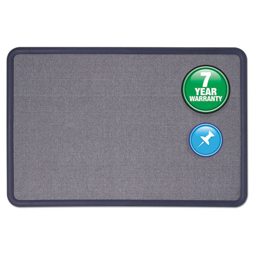 Image of Quartet® Contour Fabric Bulletin Board, 48" x 36", Light Blue Surface, Navy Blue Plastic Frame