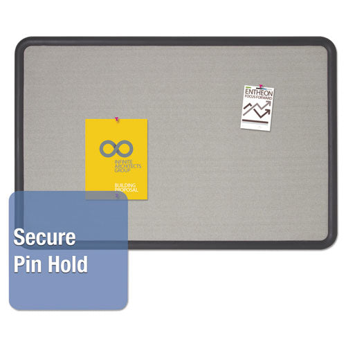 Image of Quartet® Contour Fabric Bulletin Board, 48" x 36", Gray Surface, Black Plastic Frame