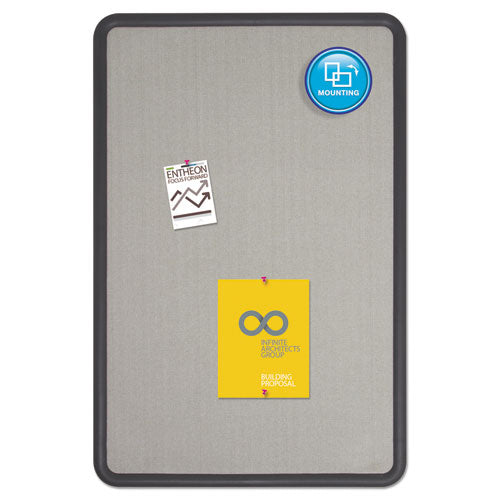 Image of Quartet® Contour Fabric Bulletin Board, 48" x 36", Gray Surface, Black Plastic Frame
