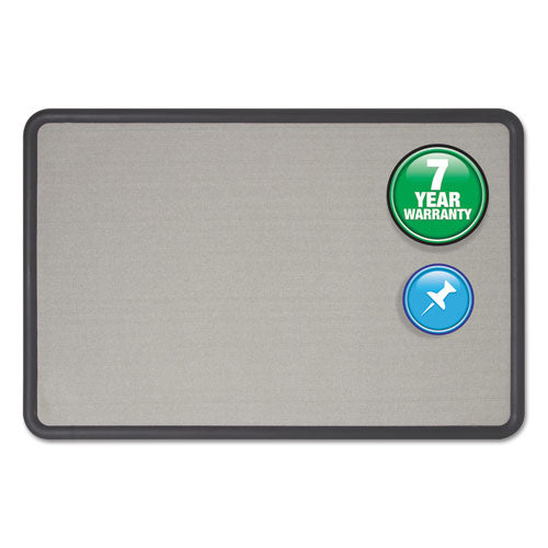 Image of Quartet® Contour Fabric Bulletin Board, 48" x 36", Gray Surface, Black Plastic Frame