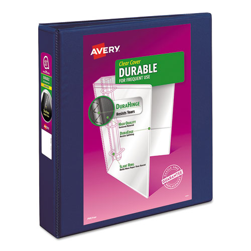 Image of Avery® Durable View Binder With Durahinge And Slant Rings, 3 Rings, 1.5" Capacity, 11 X 8.5, Blue