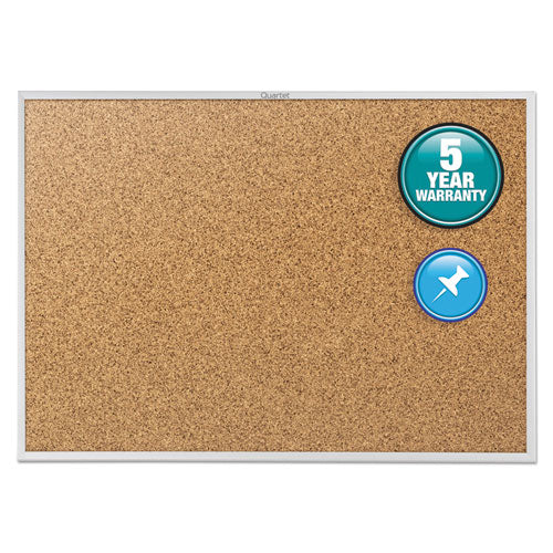 Image of Quartet® Classic Series Cork Bulletin Board, 60" x 36", Tan Surface, Anodized Aluminum Frame