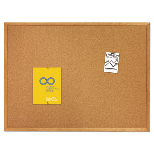 Image of Quartet® Classic Series Cork Bulletin Board, 36" x 24", Tan Surface, Oak Finished Fiberboard (MDF) Frame
