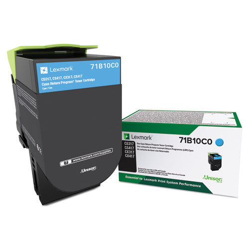 Image of Lexmark 71b10c0 Unison Toner, 2,300 Page-Yield, Cyan