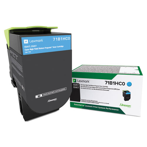 Image of Lexmark 71b1hc0 Unison High-Yield Toner, 3,500 Page-Yield, Cyan