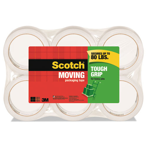 Image of Scotch® Tough Grip Moving Packaging Tape, 3" Core, 1.88" X 54.6 Yds, Clear, 6/pack
