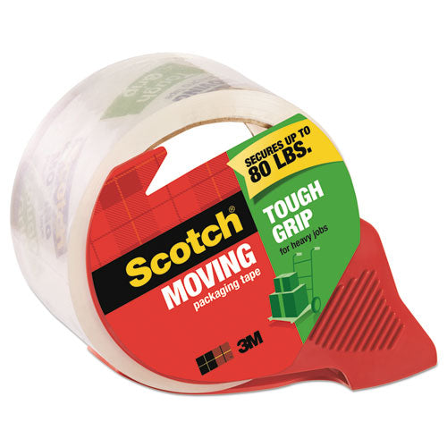 Image of Scotch® Tough Grip Moving Packaging Tape With Dispenser, 3" Core, 1.88" X 54.6 Yds, Clear