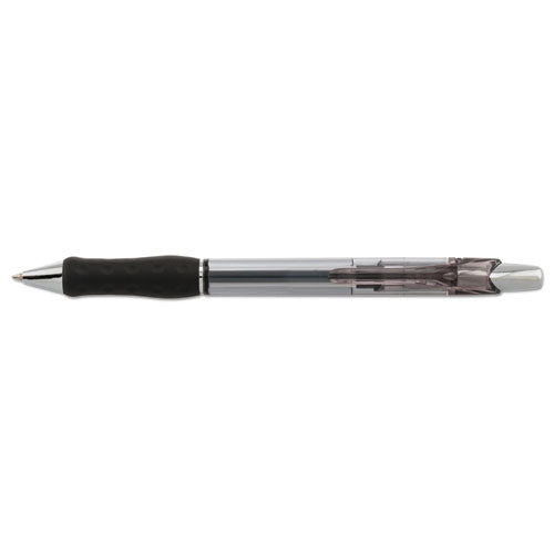 Image of Pentel® R.S.V.P. Super RT Ballpoint Pen, Retractable, Medium 0.7 mm, Black Ink, Clear/Black Barrel, Dozen