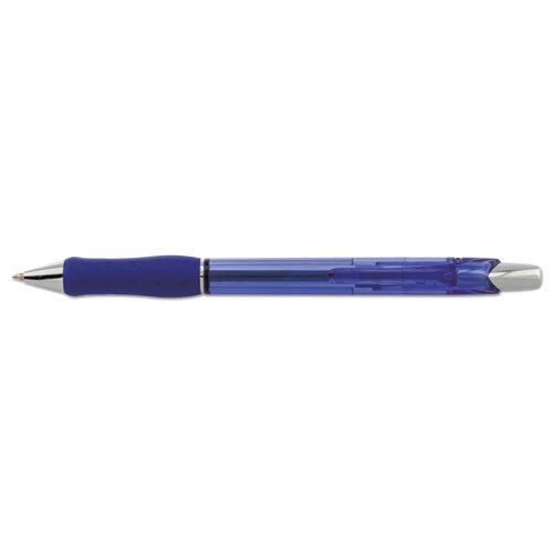 Image of Pentel® R.S.V.P. Super RT Ballpoint Pen, Retractable, Medium 0.7 mm, Blue Ink, Translucent Blue/Blue Barrel, Dozen