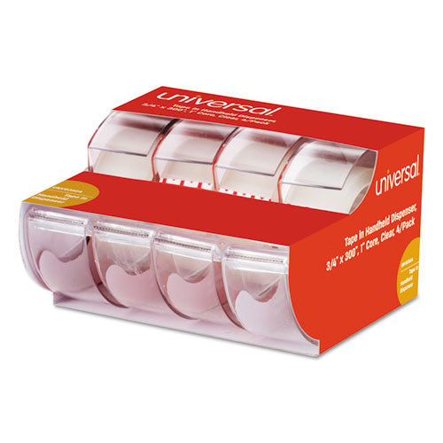 Image of Universal® Invisible Tape With Handheld Dispenser, 1" Core, 0.75" X 25 Ft, Clear, 4/pack