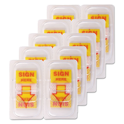 Image of Universal® Deluxe Message Arrow Flags, "sign Here", Yellow, 500/pack