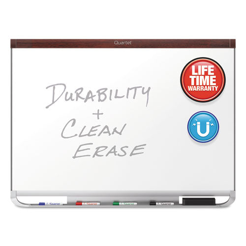 Image of Quartet® Prestige 2 DuraMax Magnetic Porcelain, 48" x 36", White Surface, Mahogany Finished Fiberboard/Plastic Frame