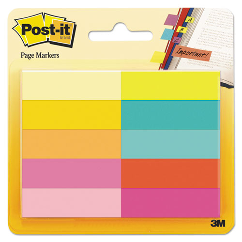 Image of Post-it® Page Flag Markers, Assorted Bright Colors, 50 Sheets/pad, 10 Pads/pack