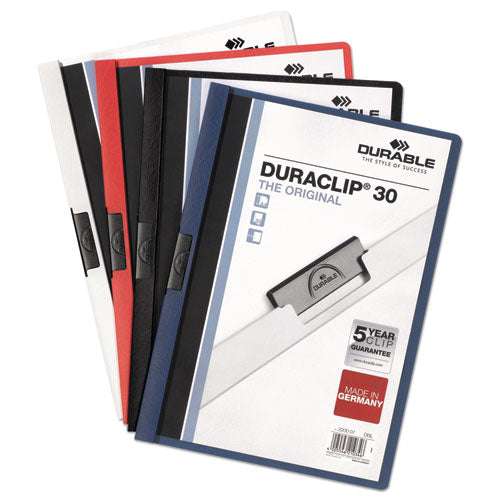 Image of Durable® DuraClip Report Cover, Clip Fastener, 8.5 x 11, Holds 30 Sheets, Clear/Black, 25/Box