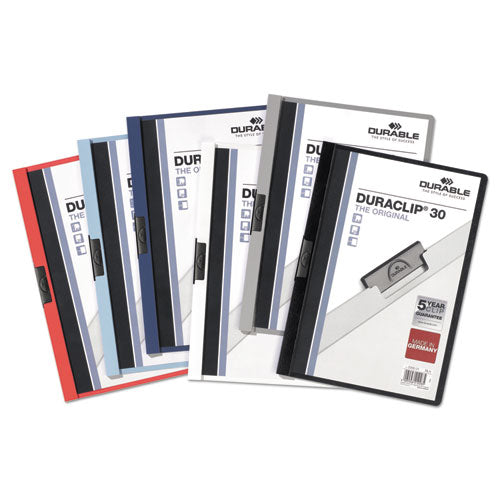 Image of Durable® Duraclip Report Cover, Clip Fastener, Clear/dark Blue, 25/box