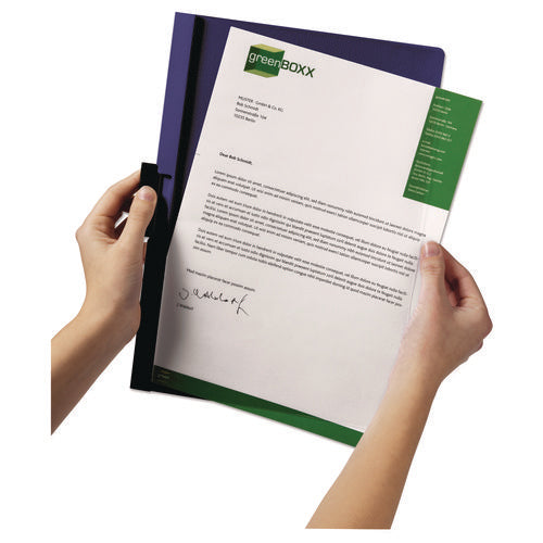 Image of Durable® Duraclip Report Cover, Clip Fastener, 8.5 X 11, Clear/dark Blue, 25/box