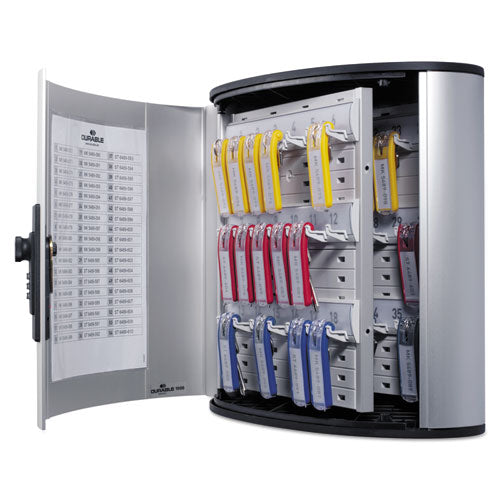 Image of Durable® Locking Key Cabinet, 36-Key, Brushed Aluminum, Silver, 11.75 X 4.63 X 11