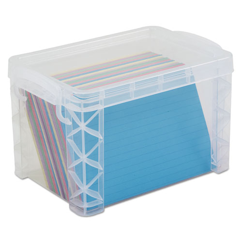 Image of Advantus Super Stacker Storage Boxes, Holds 500 4 X 6 Cards, 7.25 X 5 X 4.75, Plastic, Clear