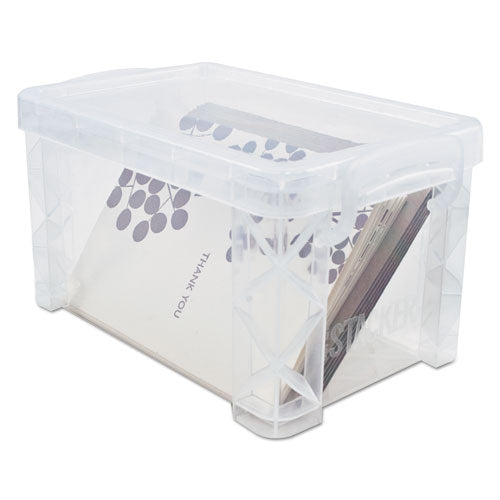 Image of Advantus Super Stacker Storage Boxes, Holds 400 3 X 5 Cards, 6.25 X 3.88 X 3.5, Plastic, Clear