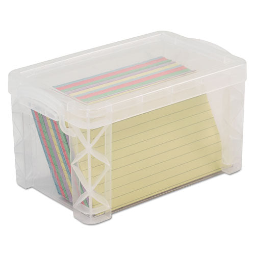 Image of Advantus Super Stacker Storage Boxes, Holds 400 3 X 5 Cards, 6.25 X 3.88 X 3.5, Plastic, Clear