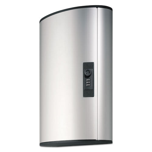 Image of Durable® Locking Key Cabinet, 72-Key, Brushed Aluminum, Silver, 11.75 x 4.63 x 15.75