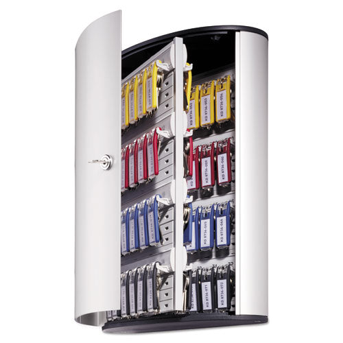 Image of Durable® Locking Key Cabinet, 72-Key, Brushed Aluminum, Silver, 11.75 x 4.63 x 15.75