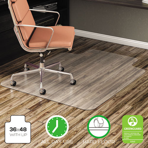 Image of Alera® All Day Use Non-Studded Chair Mat For Hard Floors, 36 X 48, Lipped, Clear
