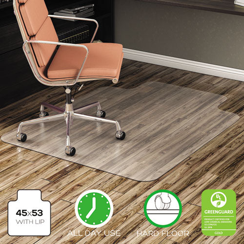 Image of Alera® All Day Use Non-Studded Chair Mat For Hard Floors, 45 X 53, Wide Lipped, Clear
