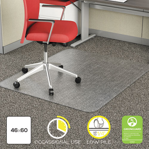 Image of Alera® Occasional Use Studded Chair Mat For Flat Pile Carpet, 46 X 60, Rectangular, Clear
