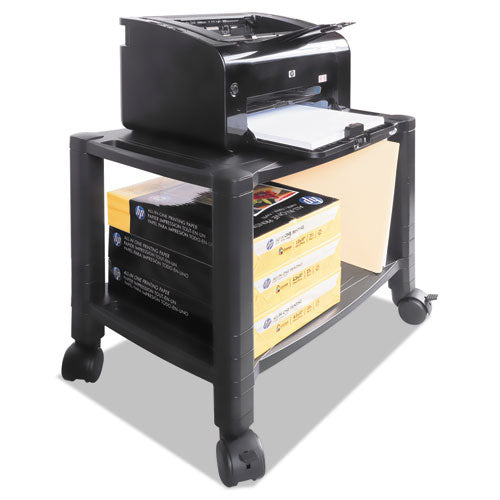 Image of Kantek Height-Adjustable Under-Desk Printer Cart, Plastic, 2 Shelves, 60 lb Capacity, 20" x 13.25" x 14.13", Black