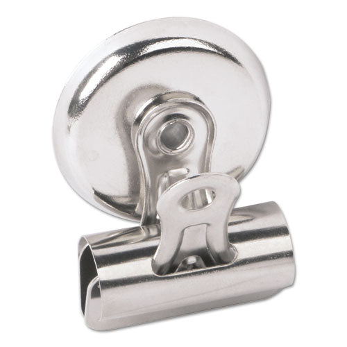 Image of Universal® Bulldog Magnetic Clips, Medium, Nickel, 12/Pack
