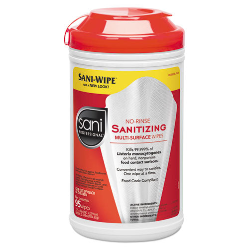 Image of Sani Professional® No-Rinse Sanitizing Multi-Surface Wipes, Unscented, White, 95/Container