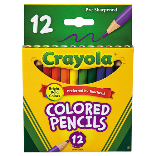 Image of Crayola® Short-Length Colored Pencil Set, 3.3 mm, 2B, Assorted Lead and Barrel Colors, Dozen