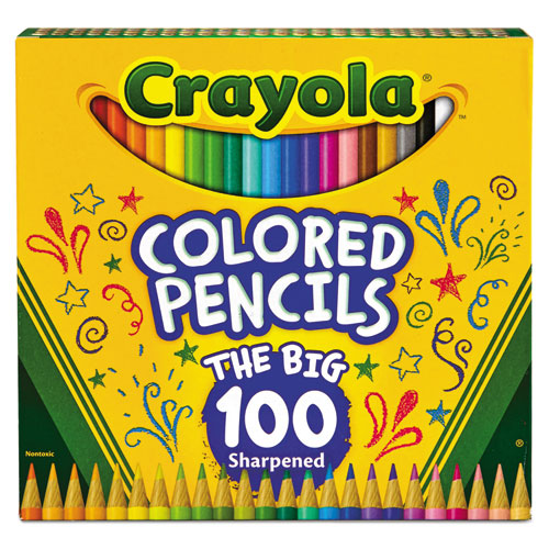 Image of Crayola® Long-Length Colored Pencil Set, 3.3 mm, 2B, Assorted Lead and Barrel Colors, 100/Pack