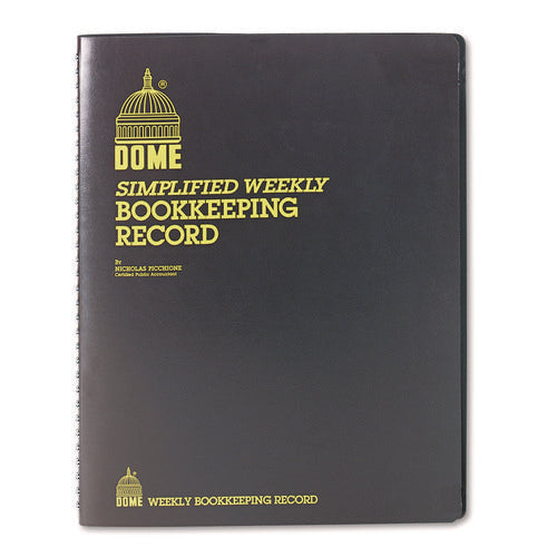 Image of Dome® Simplified Weekly Bookkeeping Record, 4 Column Format, Brown Cover, 11 X 8.5 Sheets, 128 Sheets/book