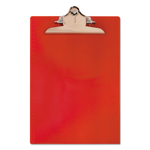 Image of Saunders Recycled Plastic Clipboard with Ruler Edge, 1" Clip Capacity, Holds 8.5 x 11 Sheets, Red