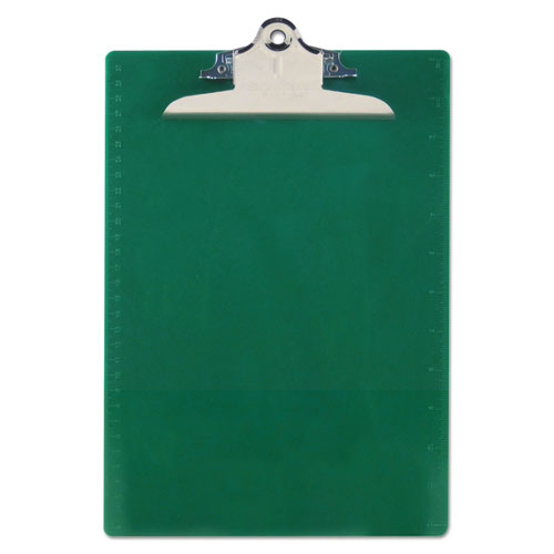 Image of Saunders Recycled Plastic Clipboard with Ruler Edge, 1" Clip Capacity, Holds 8.5 x 11 Sheets, Green