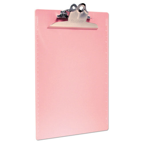 Image of Saunders Recycled Plastic Clipboard with Ruler Edge, 1" Clip Capacity, Holds 8.5 x 11 Sheets, Pink