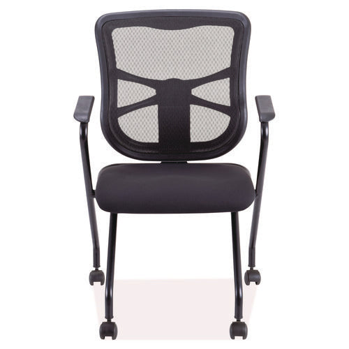 Image of Alera® Alera Elusion Mesh Nesting Chairs with Padded Arms, Supports Up to 275 lb, 18.11" Seat Height, Black, 2/Carton
