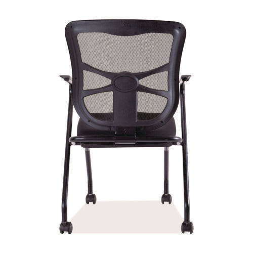 Image of Alera® Alera Elusion Mesh Nesting Chairs with Padded Arms, Supports Up to 275 lb, 18.11" Seat Height, Black, 2/Carton