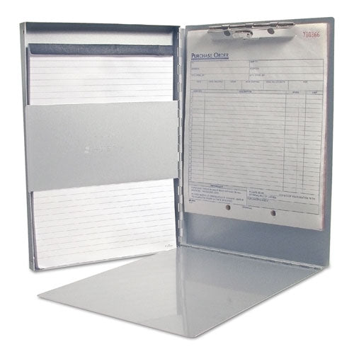 Image of Saunders Snapak Aluminum Side-Open Forms Folder, 0.5" Clip Capacity, Holds 8.5 x 11 Sheets, Silver
