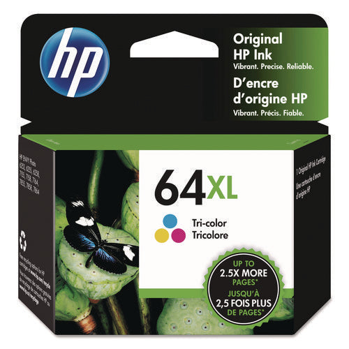 Image of HP HP 64xl, (n9j91an) High-Yield Tri-Color Original Ink Cartridge