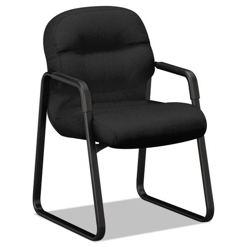 Image of HON® Pillow-Soft 2090 Series Guest Arm Chair, Fabric Upholstery, 23.25" x 28" x 36", Black Seat, Black Back, Black Base