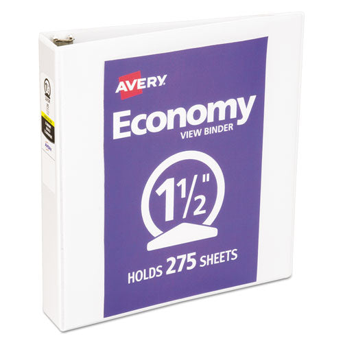 Image of Avery® Economy View Binder With Round Rings , 3 Rings, 1.5" Capacity, 11 X 8.5, White, (5726)