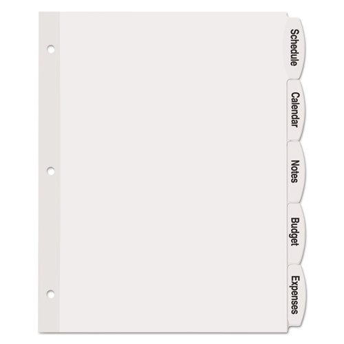 Image of Avery® Big Tab Printable White Label Tab Dividers, 5-Tab, 11 x 8.5, White, 20 Sets