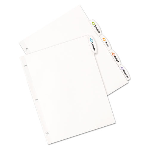 Image of Avery® Big Tab Printable White Label Tab Dividers, 5-Tab, 11 x 8.5, White, 20 Sets