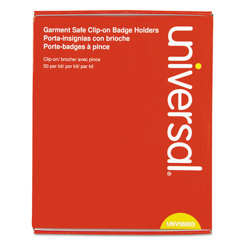Image of Universal® Clear Badge Holders W/garment-Safe Clips, 2 1/4 X 3 1/2, White Inserts, 50/box